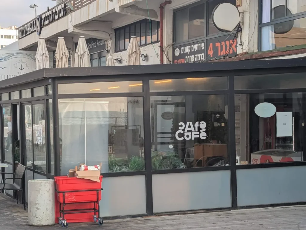 Café Café storefront at the Tel Aviv Port