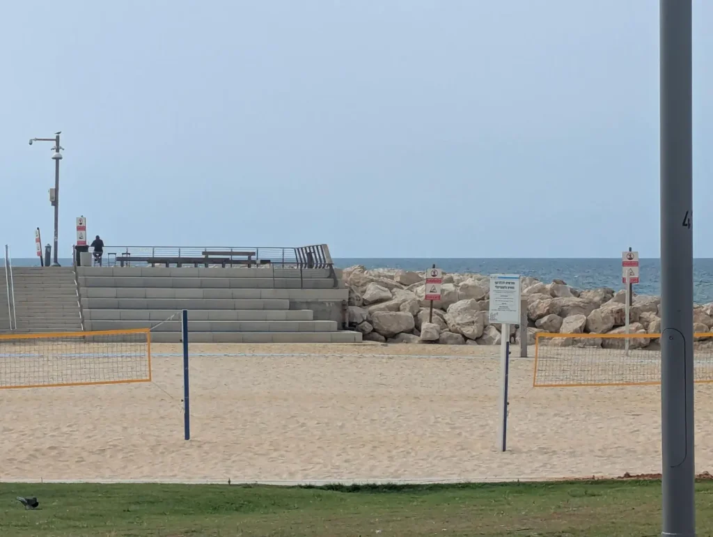 Beach volleyball courts by the steps at Charles Clore