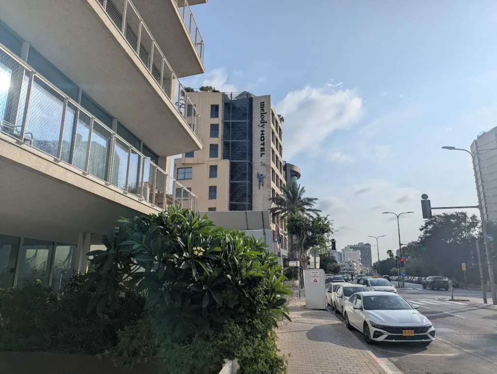 Looking north along Hayarkon Street with apartment buildings, Tel Aviv