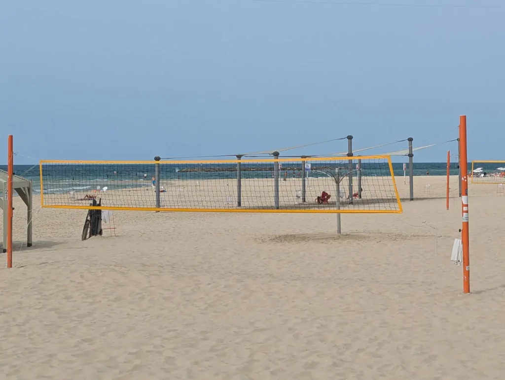 Beach volleyball net at Jerusalem Beach