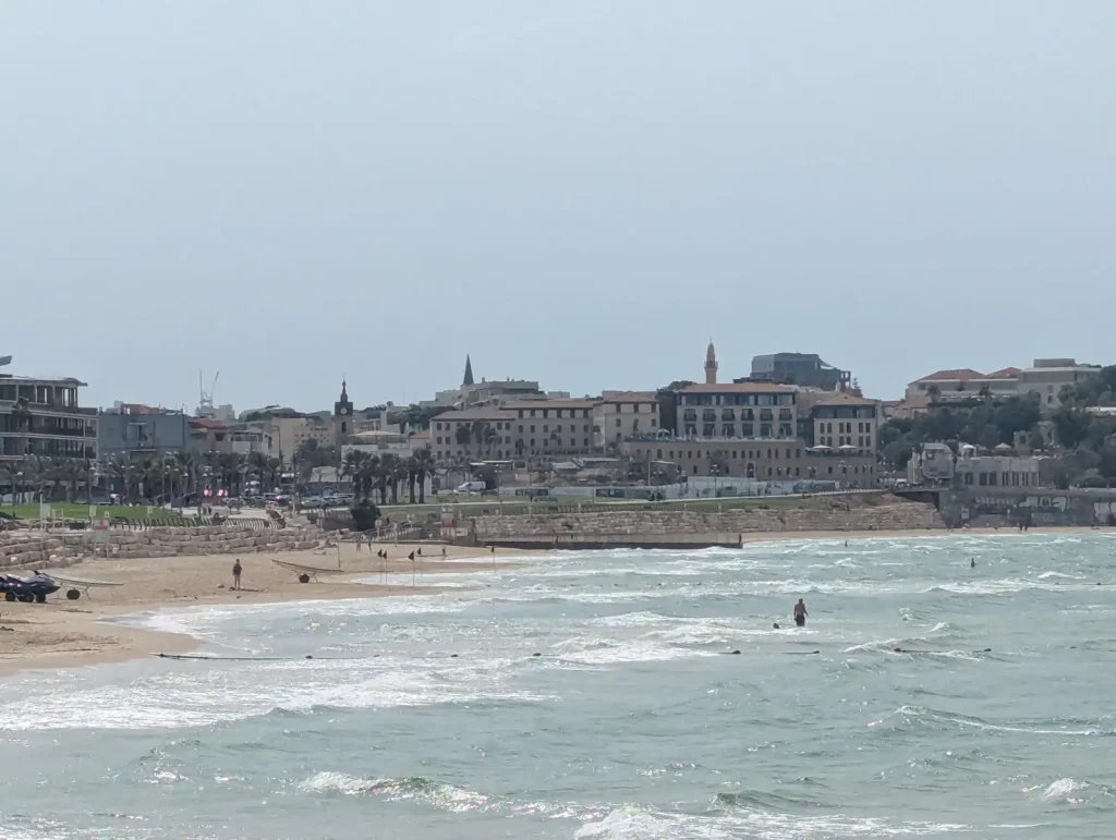 Waves at Maravi Beach with Old Jaffa on the skyline