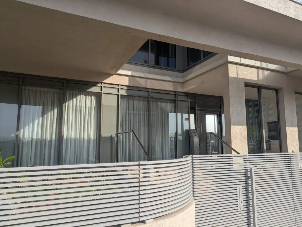Residential building entrance near Ben Gurion Boulevard, Tel Aviv